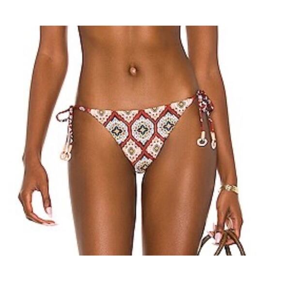 NWT Agua Bendita Womens Kezia Alegria Aztec Funky Print Bikini Bottom Beads XL - Picture 1 of 4